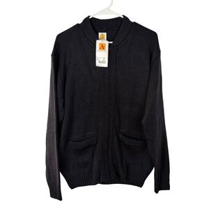 A+ Simply the Best Mens Black Full Zip Cardigan Sweater Uniform 5510 Medium NWT